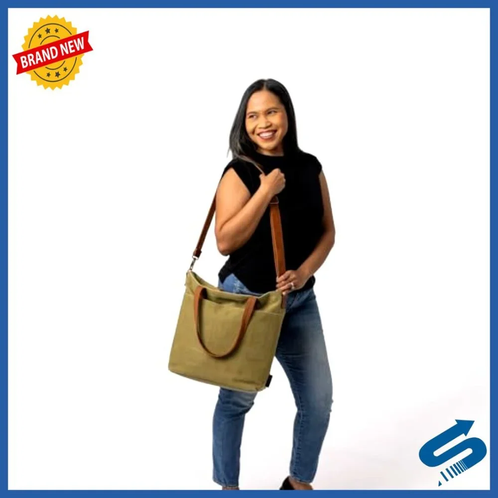 Large Canvas Tote Bag with Multiple Pockets, Durable Ripstop Lining